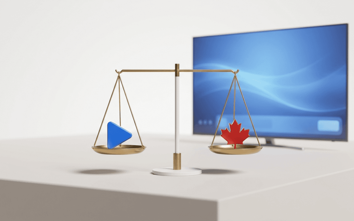Legal gavel resting on digital streaming diagram illustrating Canadian copyright framework