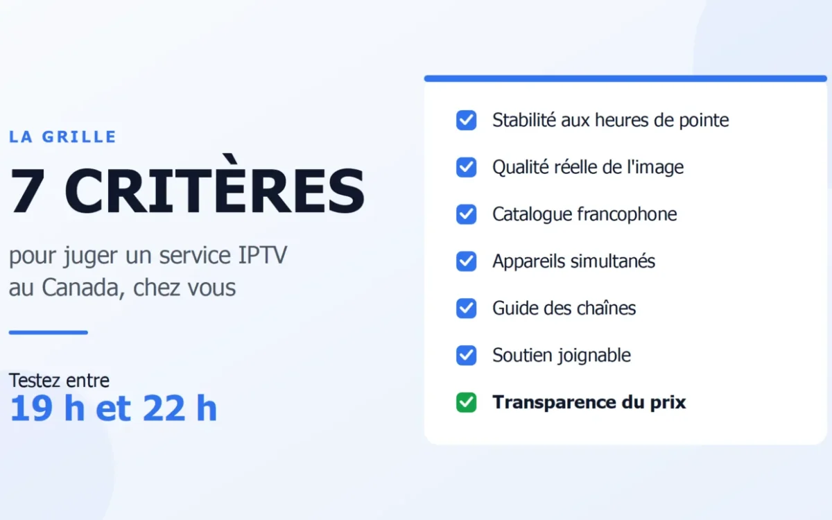 Critères essentiels pour choisir le meilleur IPTV au Québec et au Canada en 2026